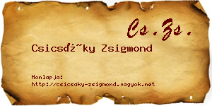 Csicsáky Zsigmond névjegykártya
